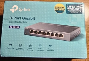 TP-Link  TL-SG108  8-Port Gigabit Desktop Switch  10/100/1000 Mbps  NEW  SEALED - Picture 1 of 3
