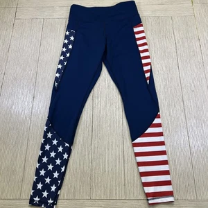 Combat Cupcakes CNC USA Flag Leggings Womens Medium Stars Stripes Athletic Pants - Picture 1 of 11