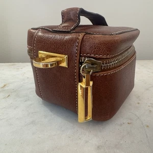 Salvatore Ferragamo Purse Pouch Jewelry Holder Brown Leather Authentic READ - Picture 1 of 11