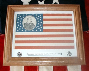 Decoración de pared americana, 38 estrellas, bandera de campaña del presidente Grover Cleveland de 1888 - Imagen 1 de 3