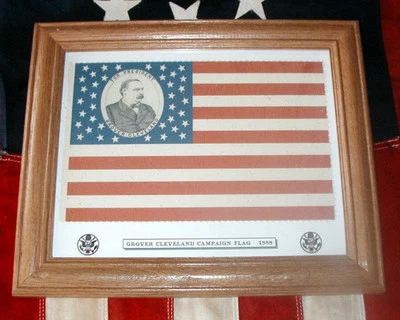Decoración de pared americana, 38 estrellas, bandera de campaña del presidente Grover Cleveland de 1888 - Imagen 1 de 3