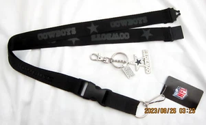 Cowboys Black on Black Detachable Keychain Lanyard+Cowboys Logo Keychain-New! - Picture 1 of 3
