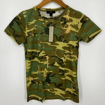 J. Crew Camouflage T-Shirt Women's 2XS Green Camo Print Short Sleeve New NWT - Image 1 of 4