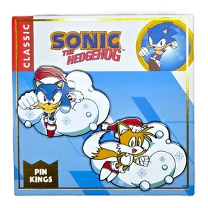 OFFICIAL SEGA MEGADRIVE SONIC THE HEDGEHOG & TAILS CHRISTMAS PIN KINGS BADGE SET - Picture 1 of 5