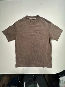 ALEXANDER WANG Acid Wash 3D Logo T Shirt Brown Size Medium, Backwards Print - Picture 1 of 10
