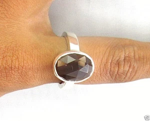 Anillo ovalado de topacio ahumado plata esterlina 925 - Imagen 1 de 7