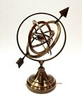 Armillary 11" Nautical Brass Antique Sphere World Globe Metal Base Office Decor