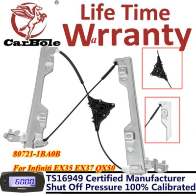 Regulador de ventana de puerta lateral izquierda para Infiniti EX35 EX37 QX50 80721-1BA0B Foto 1 de 4