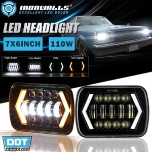 For 1978-1981 Buick Century Pair 7x6" LED Headlight Hi-Lo DRL Turn Signal Lamp - Bild 1 von 12