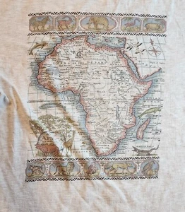 T-shirt vintage Hanes Harborside grafica mappa dell'Africa unisex taglia media - Foto 1 di 8