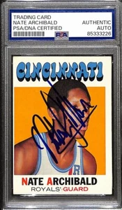 Nate Archibald HOF Signed/Auto 1971-72 Topps Card #29 Royals Rookie PSA 187992 - Picture 1 of 1