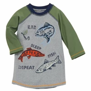 Mud Pie Baby Boy "Eat, Fish, Sleep" Rash Guard Swim Shirt Size 12-18 Month NEW - Picture 1 of 1