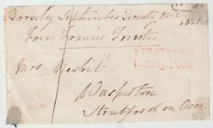 1821 BROSELEY FREE FRANCIS FORESTER ANTERIORE ROSSO STRATFORD PENNY POST ARRIVO RARO - Foto 1 di 1