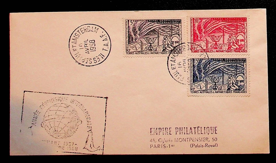 French Southern & Antarctic Territory Sc 8-10 - 1958 FDC SENT TO FRANCE - Image 1 of 1
