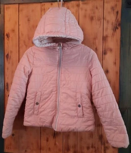 Michael Kors Pink Jacket Fluffy Sherpa Lined 10 /12 Zipper Jacket MK Logo Coat - Picture 1 of 8