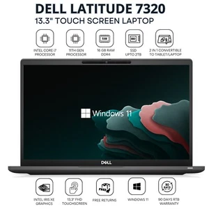 Dell Latitude 7320 Core i7-11th Gen 16GB RAM 2TB SSD 2 in 1 Touchscreen Laptop - Picture 1 of 8
