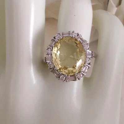 Joyería Vintage Anillo Oro con Zafiros Blancos Citrinos Joyería Antigua Deco 7 Foto 1 de 4