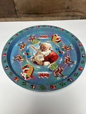 Vintage Christmas Santa Metal Tray Cookie Daher #11101 Stamped England 10.25"