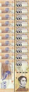 Venezuela 500 Bolivares Soberano 18-5- 2018, UNC, 10 Pcs LOT, Consecutive,P-108b - Picture 1 of 5