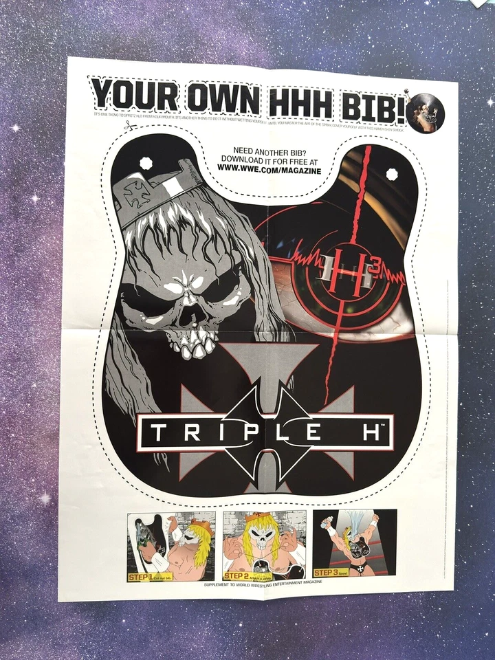 Cartaz Triple H HHH WWE revista 16x21 lado único pôster seu próprio babador HHH - Imagem 1 de 1