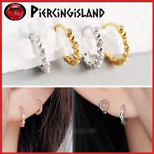 Sterling Silver Gold GP mini Simulant Diamond Cartilage Helix Ring Hoop Earrings