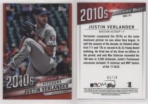2020 Topps Decades Best Chrome Series 2 Pitchers Red /10 Justin Verlander