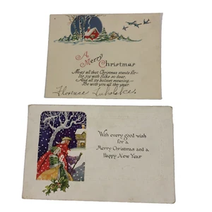 Antique Colonial Christmas Postcard and Christmas Greeting Card Snowy Scenes - Picture 1 of 9