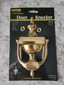 New Stanley Solid Brass Door Knocker 7-3/16 tall - Picture 1 of 9