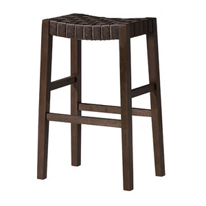 Maven Lane Bar Stool, Brown Wood Finish with Marksman Vegan Leather (Open Box) - Picture 1 of 6