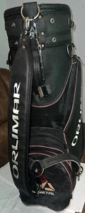 Vintage Orlimar TriMetal Golf Cart Bag Black Leather 6-Divider 7-Pocket 35” - Picture 1 of 6