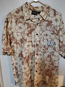 Jimmie Johnson #48 Hawaiian Button Down Shirt Mens Large Chase Hendrick Nascar - Picture 1 of 3