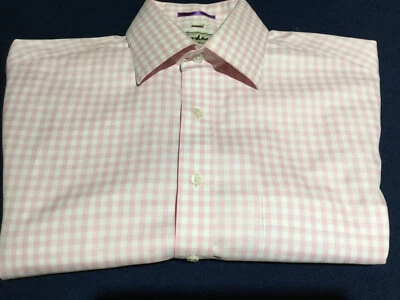 Boden London Men’s Pink White Dress Shirt Plaid 16 - Image 1 of 4