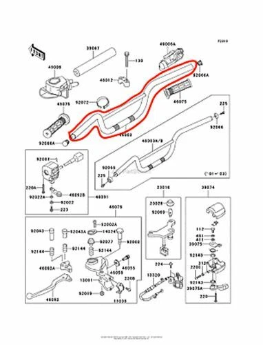 NEW OEM KAWASAKI KFX 250 HANDLEBAR HANDLE STEERING GRAY 2004 04 Foto 1 de 1