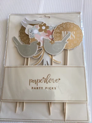 My Mind’s Eye PARTY PICKS 6 para pastel DECORACIÓN DE BODA Paperlove MR MRS Ramo RARO Foto 1 de 4