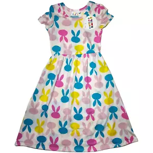 Dot Smile Girls Sz 2T Easter Bunny Face Maxi Dress Short Sleeve Pockets Long NWT - Picture 1 of 3