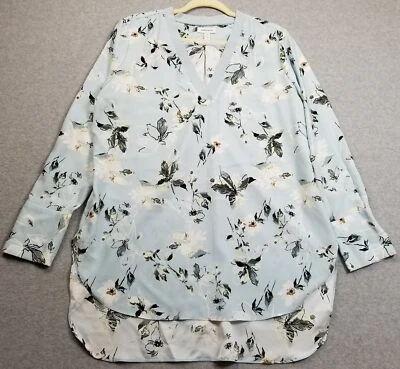 Nordstrom Tunic Top Women’s Medium M Blue Green White Floral Long Sleeve Blouses - Изображение 1 из 4