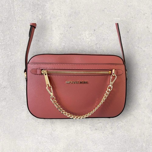 Borsa a tracolla Michael Kors MK crossbody jet set borsa rosa catena pelle NUOVA