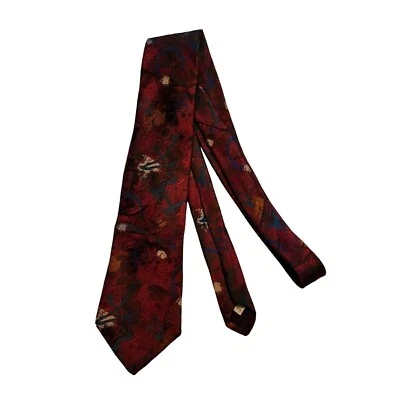 Corbata de poliéster #6360 Envoy granate estampado vintage Foto 1 de 4