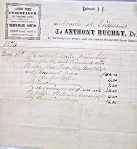 1873 ITEMIZED BILL HEAD FOR an UNDERTAKER - Picture 1 of 4