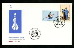 Postal History Turkey FDC #2507-2508 Caricature Art Cartoons 1991 - Picture 1 of 2