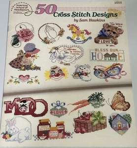 50 Cross Stitch Designs book 3555 by Sam Hawkins variety of motifs 17 pages - Picture 1 of 2