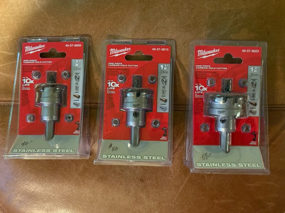 Milwaukee Tool 49-22-8610 4Pc One-Piece Carbide Hole Cutter Set