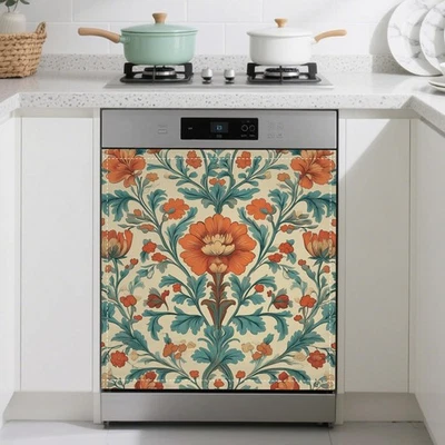 Magnetic Dishwasher Cover,Boho Ethnic Flower Reusable Dishwasher Magnetic Cov... - Image 1 of 4