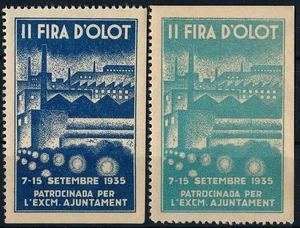 SPAIN - CATALONIA 1935, Fira d'OLOT, 2 UM/NH POSTER STAMPS. #A716 - Picture 1 of 2