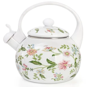 2.3 Quart Vintage Enamel Tea Kettle, Whistling Tea Kettle for Stove Top, Flor... - Picture 1 of 7