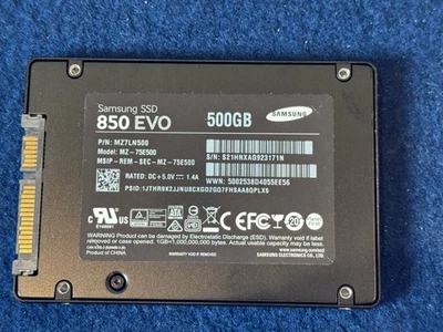 SAMSUNG 850 EVO 500GB 2.5" SATA Laptop V-NAND SSD Tested, Wiped - MZ-75E500 - Image 1 of 2