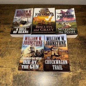 William W Johnstone Chuckwagon Trail Series complete set w/all 5 paperback books - Picture 1 of 2