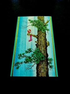 1 VTG Disney Artist Ralph Hulett Xmas Greeting Card Mouse W/ Stocking On Pine 🌴 - Picture 1 of 3