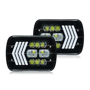 2x/set 80W LED Headlight Hi/Low Beam Flow Turn Signal DRL Lamp for Car Truck New - Bild 1 von 5