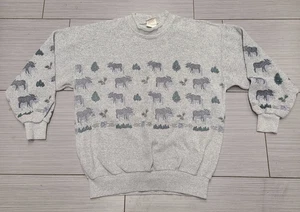 Vintage AU Art Unlimited Sportswear Elch Wald grau Sweatshirt Herren Medium - Bild 1 von 5